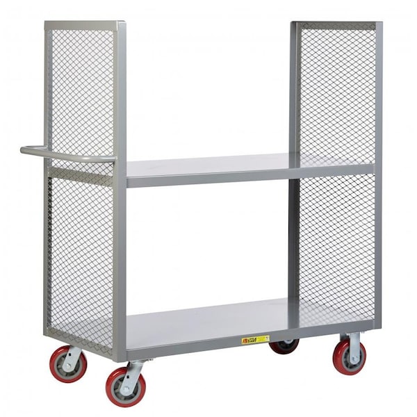 2-Sided Shelf Truck, 2 Lipped Shelves, 24" x 48" Shelf Size, 6" Poly